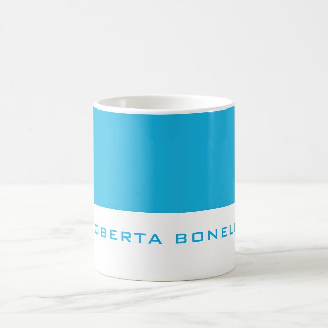 Unikt modernt, minimalistiskt, blått, vitt tillägg kaffemugg (Center)