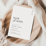 Unikt Modernt Svart och Vitt Bröllop Spara Datumet<br><div class="desc">Låt din kärlekshistoria börja med ett tidlöst "save the date". Denna eleganta design har en fet rubrik med klassisk typografi, allt mot en skarp svart-vit bakgrund. Den minimalistiska estetiken är perfekt för det moderna paret, och färgsättningen i svart och vitt säkerställer att detta "save the date" aldrig kommer gå ur...</div>