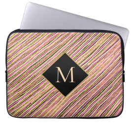 Unikt Monogram för Guld Glitter Rand Laptop Fodral