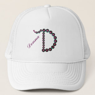 Unikt monogram för Sequin Bling Brev D Keps