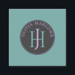 Unikt monogram Teal Lilac-Telefonkort Fyrkantigt Visitkort<br><div class="desc">En unik dekorativ monogramlogotyp i teal och lilac med staplad typografi i ett unikt format på ett kvadratiskt kort. För nätverk och nya bekantskap. Gör ett intryck med din egen typografiska logotyp. Använda den enkla designen verktyg om du vill ändra typsnitt eller färg i bakgrunden.</div>