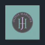 Unikt monogram Teal Lilac-Telefonkort Fyrkantigt Visitkort<br><div class="desc">En unik dekorativ monogramlogotyp i teal och lilac med staplad typografi i ett unikt format på ett kvadratiskt kort. För nätverk och nya bekantskap. Gör ett intryck med din egen typografiska logotyp. Använda den enkla designen verktyg om du vill ändra typsnitt eller färg i bakgrunden.</div>