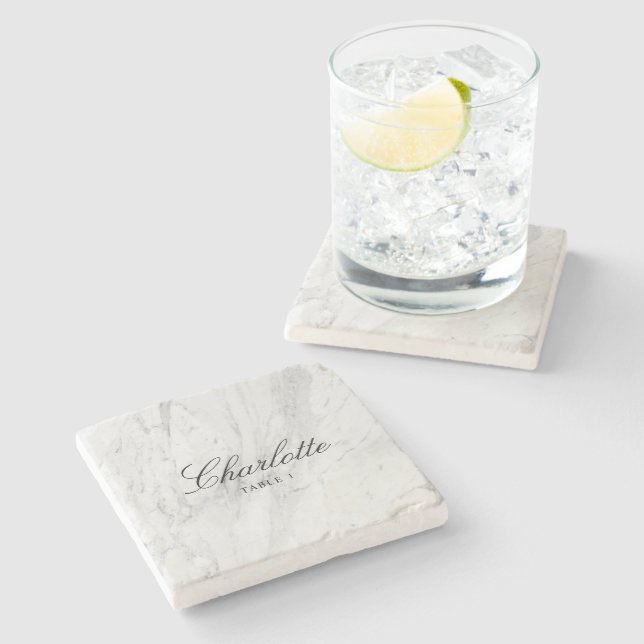 Unikt monteringskort i Elegant bröllop för enhetsb Stenunderlägg (Sidan)