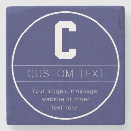 Unikt namn & monogrammall | Marinblå Stenunderlägg