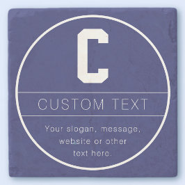 Unikt namn & monogrammall | Marinblå Stenunderlägg