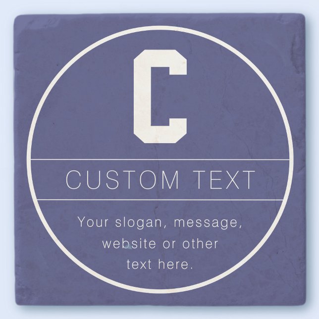 Unikt namn & monogrammall | Marinblå Stenunderlägg (Skapare uppladdad)