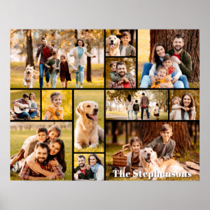 Unikt namn på fotokollage med 12 bilder Enkelt Poster