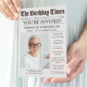 Unikt nyhetsblad Födelsedagsfest inbjudan