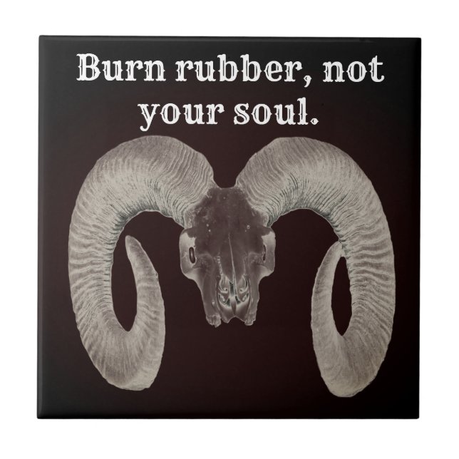 unikt och handgjort getskalle kakelplatta (Framsidan)