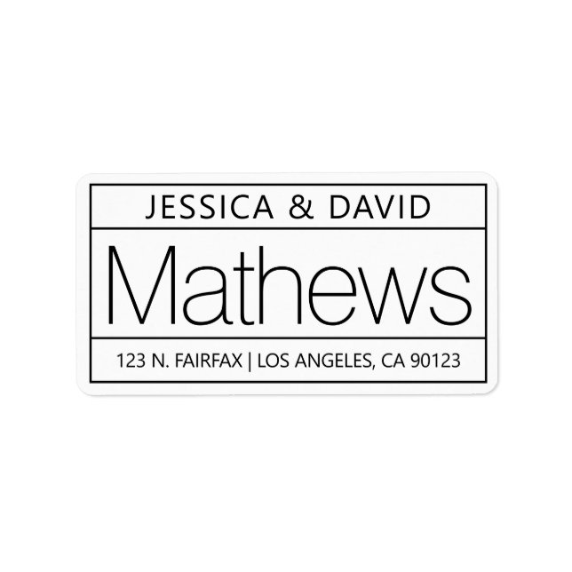 Unikt och Kreativ Tittar vitt och svart Adressetikett (Framsidan)