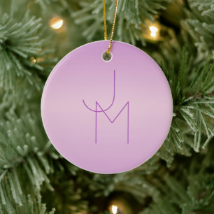 Unikt överlappande monogram Soft Lavender Rosa Julgransprydnad Keramik