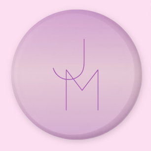Unikt överlappande monogram Soft Lavender Rosa Magnet