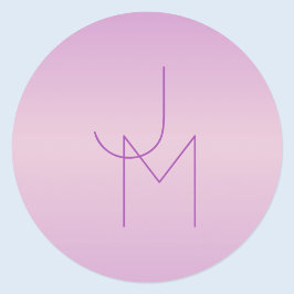 Unikt överlappande monogram | Soft Lavender Rosa Runt Klistermärke