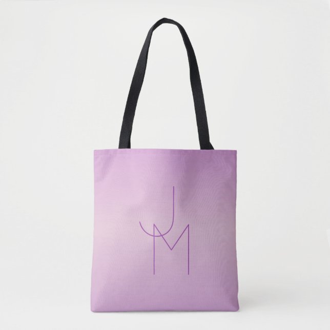 Unikt överlappande monogram | Soft Lavender Rosa Tygkasse (Framsida)