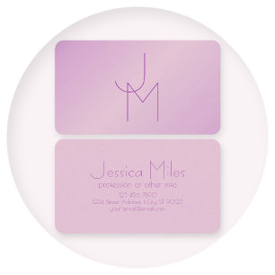 Unikt överlappande monogram Soft Lavender Rosa Visitkort