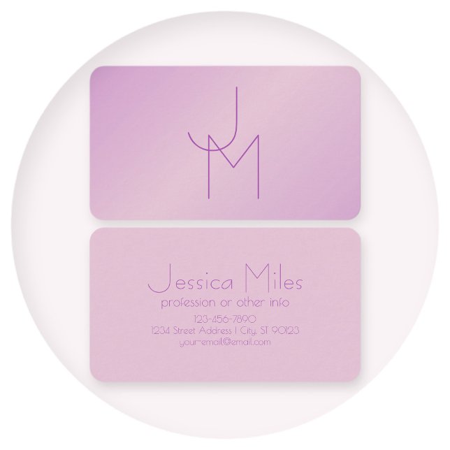 Unikt överlappande monogram | Soft Lavender Rosa Visitkort (Skapare uppladdad)