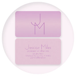 Unikt överlappande monogram | Soft Lavender Rosa Visitkort