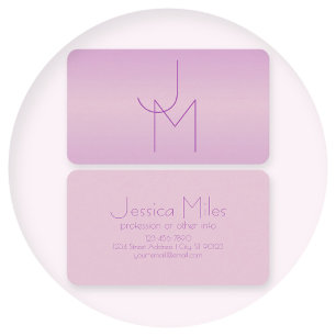 Unikt överlappande monogram Soft Lavender Rosa Visitkort