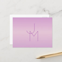 Unikt överlappande monogram | Soft Lavender Rosa Vykort