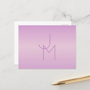 Unikt överlappande monogram Soft Lavender Rosa Vykort