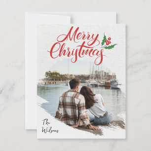 Unikt Par Foto God Jul Julkort