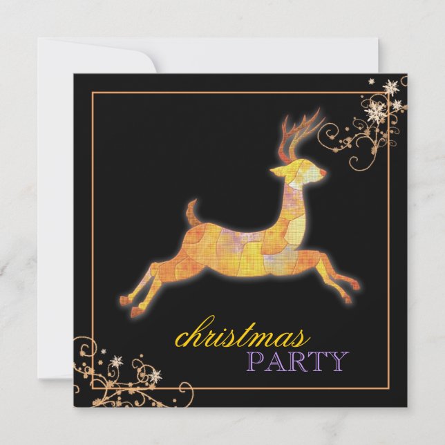 Unikt party för jul för Patchworkrensvart Inbjudningar (Framsida)