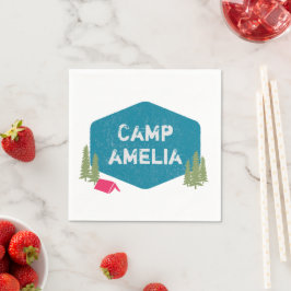 Unikt Personligt Camp Namn Födelsedagsfest Rosa Pappersservett