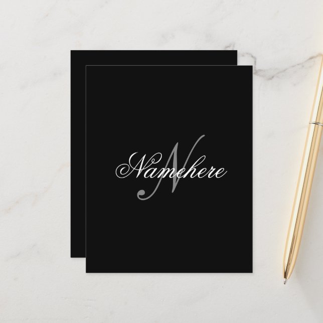 Unikt Personligt Svart och Vitt Namn Monogram (Fram/Back In Situ)