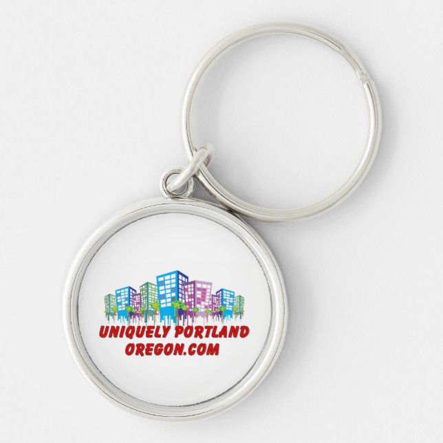 Unikt Portland Oregon Keychain Rund Silverfärgad Nyckelring (Framsidan)