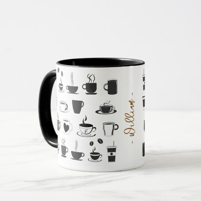 Unikt Present till Kaffeälskare | Anpassat Namn Ka Mugg (Framsida vänster)