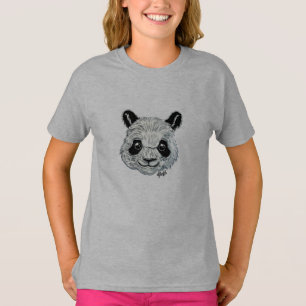 Unikt räcka den målade Pandakonstflicka skjortan Tee Shirt