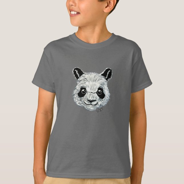 Unikt räcka den målade Pandakonstpojke den Tee Shirt (Framsida)