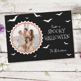 Unikt ram svart Halloween fotofirande kort