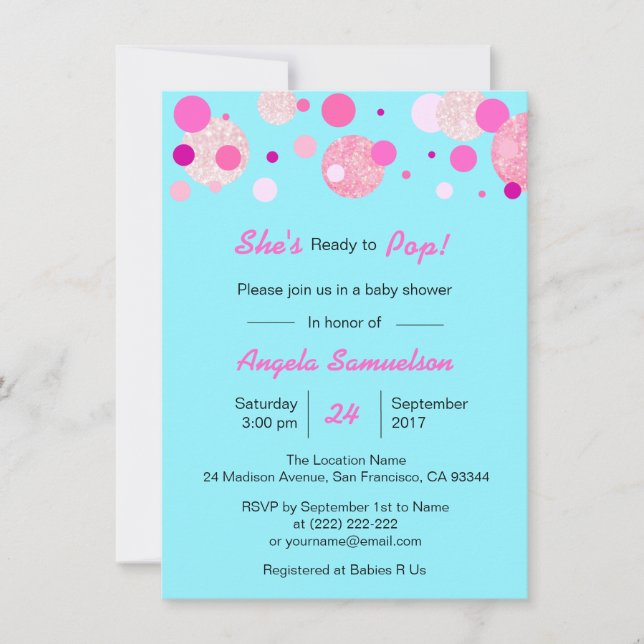 Unikt REDO till PUP Rosa Blue Neutralt Baby Shower Inbjudningar (Framsida)