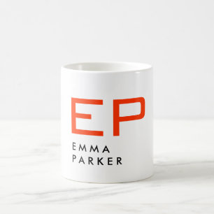 Unikt rödmonogram för svart Trendig i Namn Kaffemugg