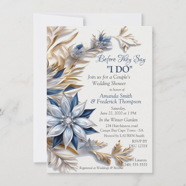 Unikt snöflingdesign för festlig vinter inbjudningar (Framsida)