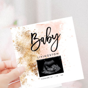 Unikt Sonogram som kommer snart Nyfödd bebis Gravi Meddelande