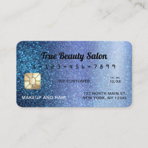 Unikt Sparkly Aqua Blue Glitter Kredit-kort Visitkort