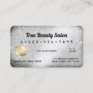 Unikt Sparkly Silver Glitter Kredit-kort Visitkort