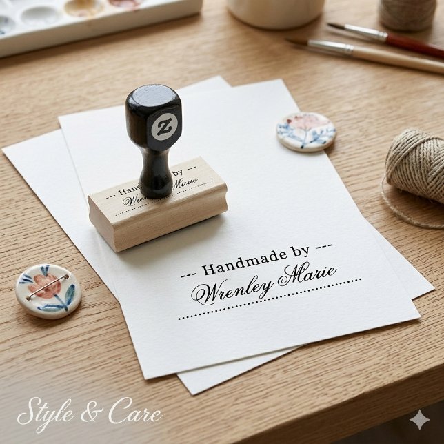 Unikt Stilrent Hantverk av Trä Art Stämpel (Unique Stylish Handmade by Wood Art Rubber Stamp)
