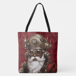 Unikt svart Steampunk-jultomte stor axelremstaska Tygkasse