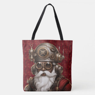 Unikt svart Steampunk-jultomte stor axelremstaska Tygkasse