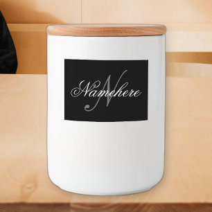 Unikt svartvit Namn-monogram för Personlig Mat Etiketter