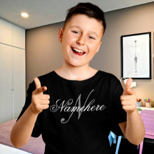 Unikt svartvit Namn-monogram för Personlig  T Shirt
