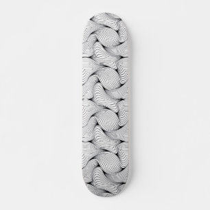 Unikt svartvitt sammanvävt Linjer Mini Skateboard Bräda 18,5 Cm