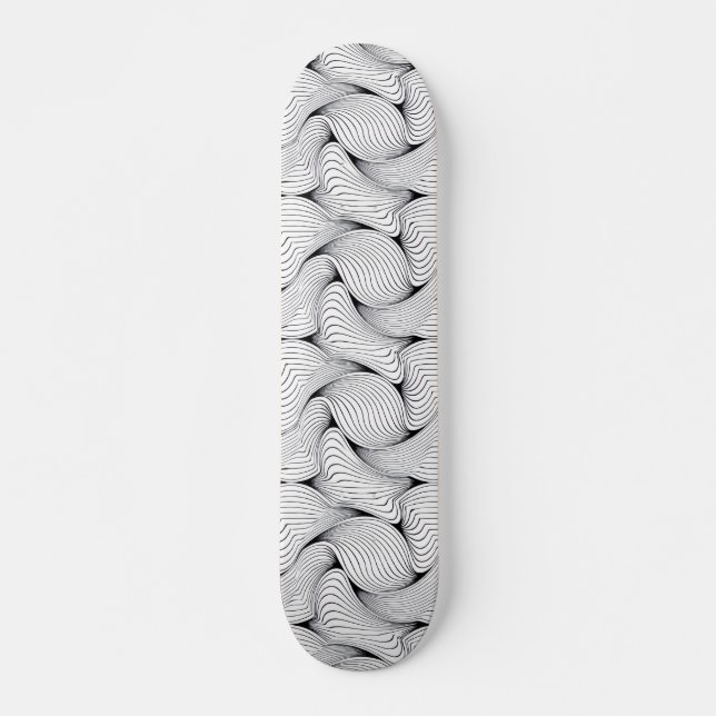 Unikt svartvitt sammanvävt Linjer Mini Skateboard Bräda 18,5 Cm (Framsida)