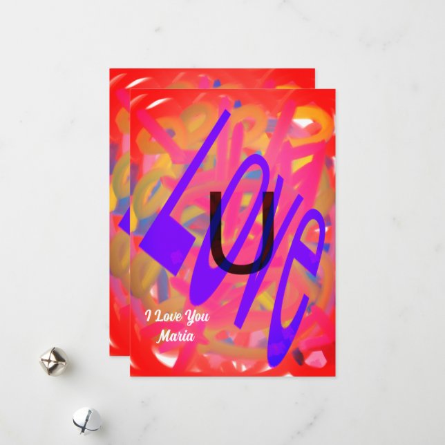 Unikt Valentine-Abstrakt, färgat och levande kort (Fram/Back In Situ)