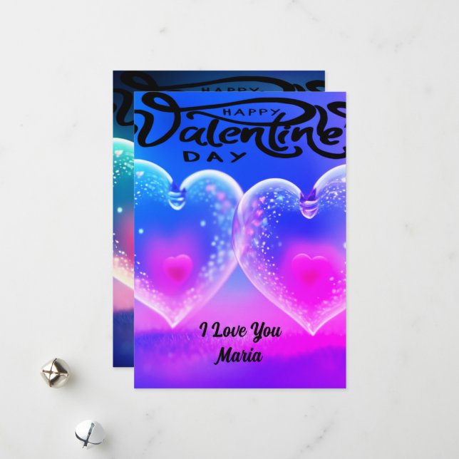 Unikt Valentine-Abstrakt, färgat och levande kort (Fram/Back In Situ)