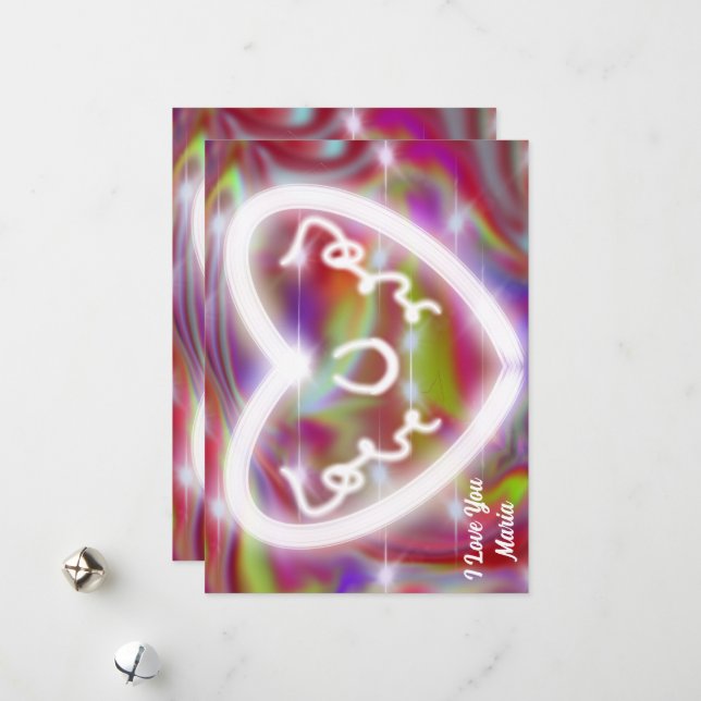 Unikt Valentine-Abstrakt, färgat och levande kort (Fram/Back In Situ)