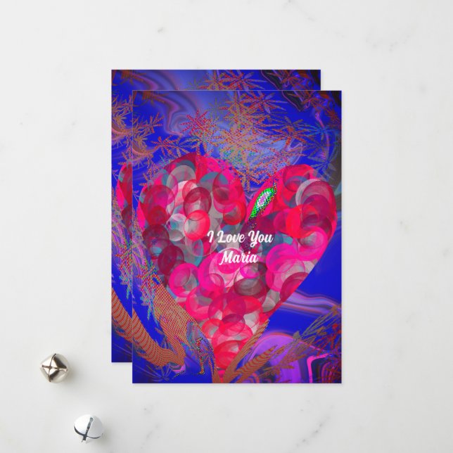 Unikt Valentine-Abstrakt, färgat och levande kort (Fram/Back In Situ)